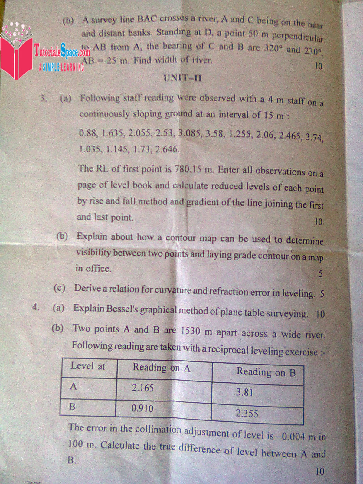 Download 2011 Surveying-1 Question Paper