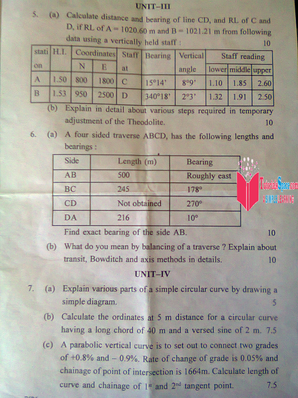 Download 2011 Surveying-1 Question Paper