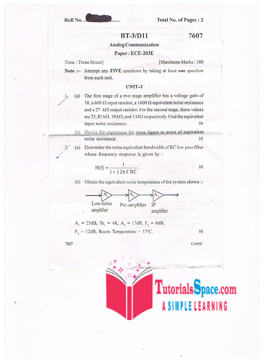 Download 2011 Analog Communication Question Paper*