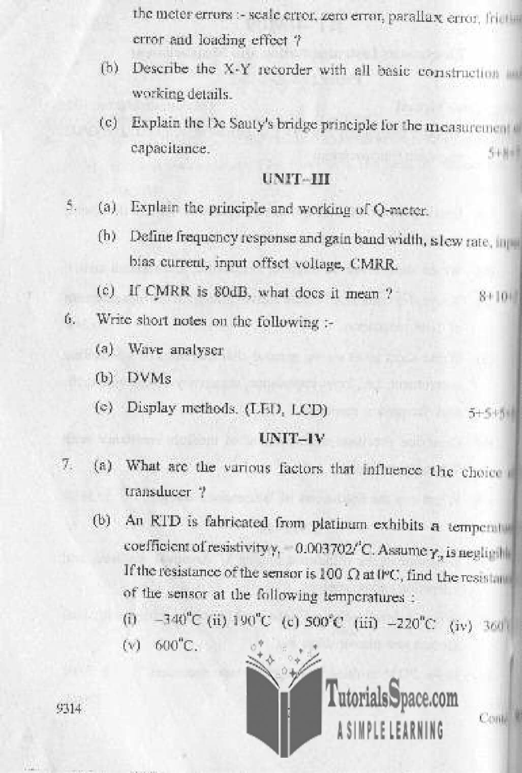 Electronics Instrumentation and Measurement Question Paper